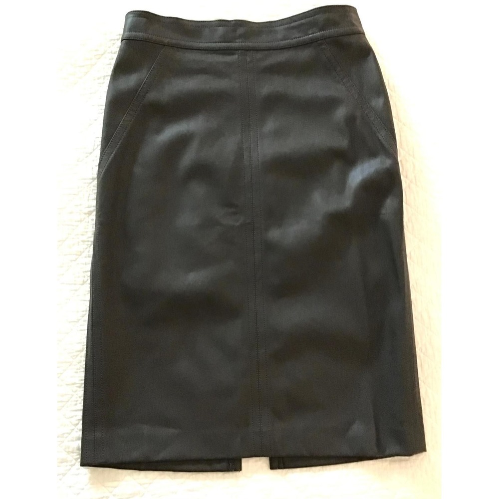 NWT Ann Taylor Faux Leather Pencil Skirt Size 4 Gray High Waist Capsule Wardrobe - Picture 2 of 15